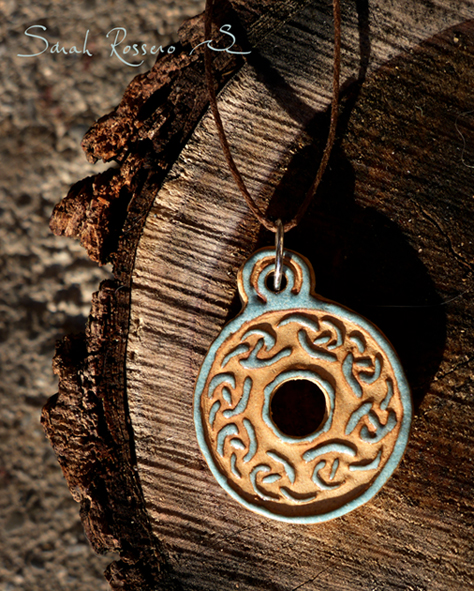 Pendentif Antique Entrelacs Viking turquoise